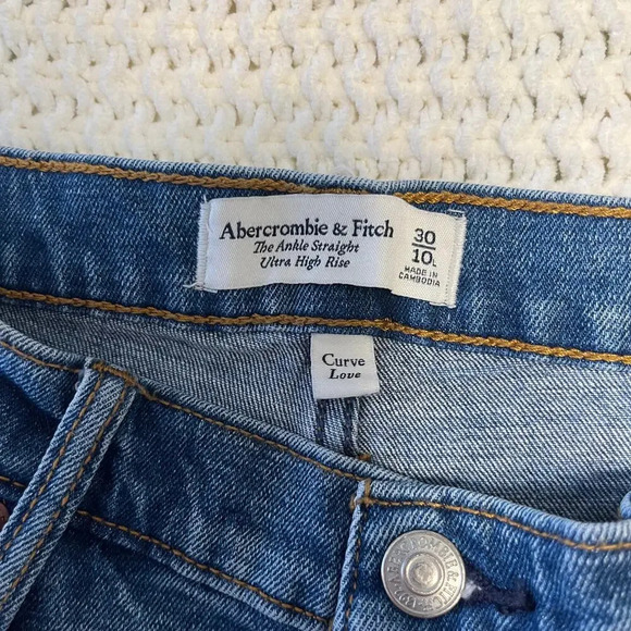 Abercrombie Ankle Straight Ultra High Rise Curve Love Medium Destroy Size 10L 30 - Picture 4 of 13